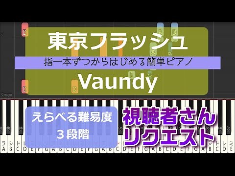 【指一本ずつからはじめる簡単ピアノ】東京フラッシュ/Vaundy (Tokyo Flash/Vaundy)【easy piano tutorial】