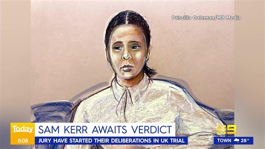5.7K views · 44 reactions | Sam Kerr's fate is now in the hands of a 12 person jury who have begun their deliberations in London. #9Today | WATCH LIVE 5.30am | TODAY | Facebook