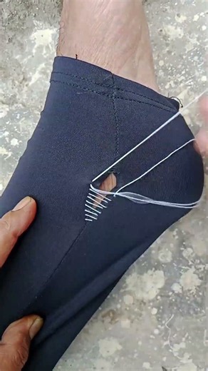 quick tutorial on how to fix ripped women's leggings at the ankle #sewing