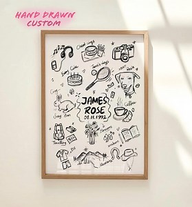 Customized Friendship Map, Personalized Favourite Things, Custom Love Story, Our Story Black White Sketch - Etsy