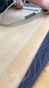 This is the small pneumatic round over tool that has pretty much replaced the palm router in the shop. We do a small 1/16” round over on the entire door including the corners. This is to ensure proper finish adhesion as well as a nice touch. | Rustic Grain Designs