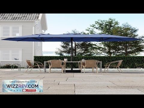 Garvee 15ft Double Sided Rectangular Pool Umbrella with Base 133 sq.ft Shade