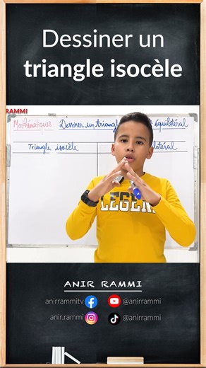 13K views · 397 reactions | Nous allons apprendre dans cette nouvelle leçon de géométrie comment dessiner un triangle isocèle: Un triangle isocèle est un triangle dont deux des trois côtés sont isométriques (de même mesure). | Anir RAMMI | Facebook