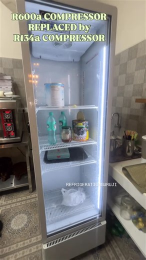 Mother Refrigeration on Instagram: "R600a compressor replaced by R134a compressor || visi cooler compressor changed || R600a back pressure || #r600a #r134a #backpressure #compressorchange"