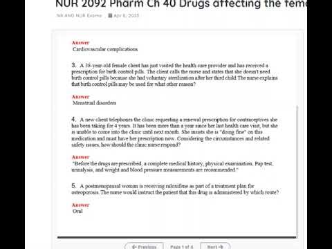 NUR 2092 Pharm Ch 40 Drugs affecting the female reproductive system