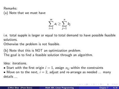 V7 01: Linear Programming: A distribution problem, part 1