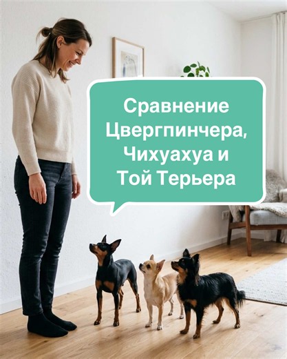 Сравнение цвергпинчера, чихуахуа и русского той-терьера
