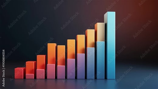 Colorful 3D Bar Chart Showing Upward Trend with Gradient Colors 3d bar chart bar graph animated