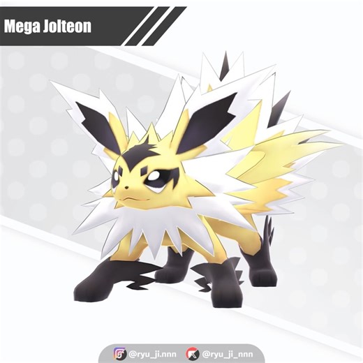 ryu on Instagram: "Mega Jolteon💛 2d concept by me #jolteon #eeveelution #pokemonart #pokemonfanart #fakemon #3dpokemon #blender #pokemonlegendsza #pokemon #eevee"