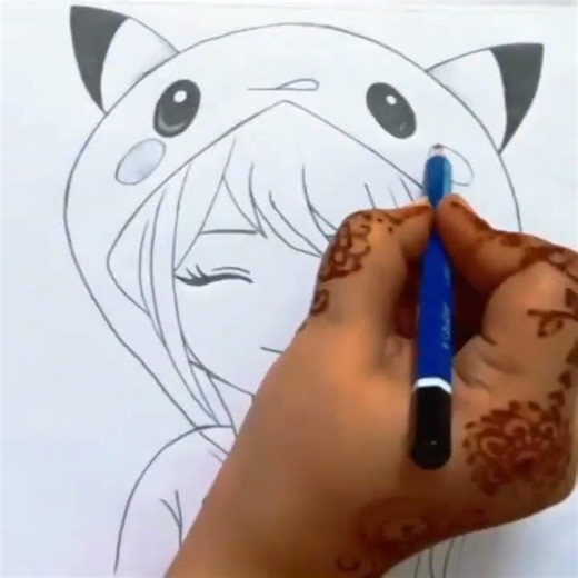 Easy Cute Anime Girl Drawing | Girl Pencil Sketch drawing tutorial #shorts #anime