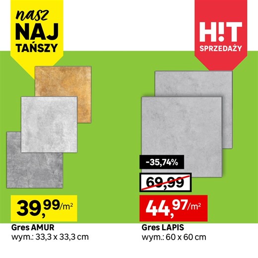Ściana i podłoga ułożona, a portfel wciąż pełny! 💸 To dzięki gresom w supercenie – nasz najtańszy Amur Perla za 39,99 zł/m2, a HIT SPRZEDAŻY Lapis już za 47,97 zł/m2 💚 Odkryj inne okazje i promocje w nowej gazetce!​ Sprawdź 👉 https://do.leroymerlin.pl/Eb4ft ____ Oferta ważna w dniach 4-24.09.2024 r. lub do wyczerpania zapasu. Cena przekreślona to najniższa cena w okresie 30 dni przed obniżką. | Leroy Merlin Polska