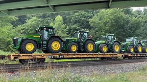 2.2K views · 178 reactions | Roughly in the middle of the train you will see a bunch of beautiful John Deere tractors being transported. This is on the Fort Wayne line almost in New Galilee PA heading East. | Eric’s Train Yard | Facebook
