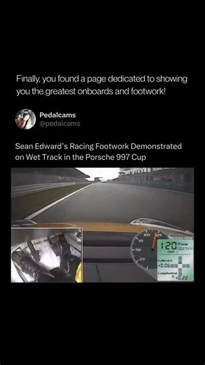 Pedal Cams on Instagram: "During the 2011 season at the Nurburgring GP circuit Sean Edwards delivered one of the most controlled examples of Porsche Cup driving in wet conditions, with his footwork becoming the defining element of his run in the 997 Cup. The low grip surface forced him to modulate throttle and brake inputs with precision, especially through the Mercedes Arena and the long load-shift sections where abrupt movements could unsettle the rear. Edwards maintained balance by feathering