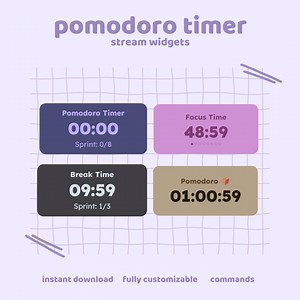 Customizable Pomodoro Widget | Focus & Break Timer | Coworking Stopwatch for Twitch Streamers | Streamelements OBS - Etsy