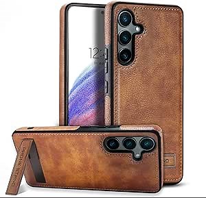 Leather Case with Stand for Samsung Galaxy A35 Case Brown