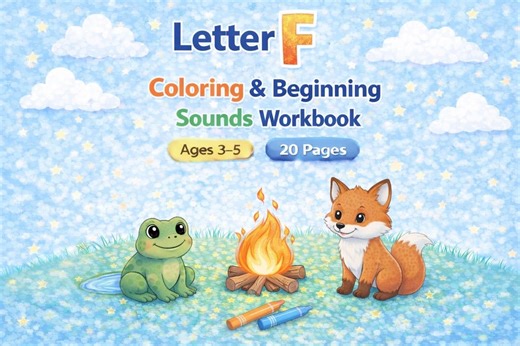 Preschool Alphabet Worksheets – Letter F Coloring & Beginning Sounds Printable | Phonics Activities Ages 3–5 - Etsy