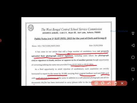 WBSSC Group D Admit card Photos Signatures Problems || Slst photo signature update news