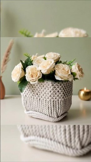 DIY Macrame Basket from Plastic Bottle ♻️ | Easy Home Decor Craft | Best Out of Waste #Shorts