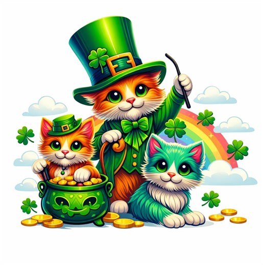 Lucky Cats St Patrick’s Day T‑shirt Design Bundle Cute Cat PNG SVG Pot of Gold, Rainbow Cats, Irish Shirt Clipart Sublimation Cricut - Etsy