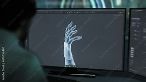 Creating a 3D model of a robotic arm with multiple hydraulics mechanisms. Building a futuristic robotic arm with hydraulics parts. Manufacturing the hydraulics robotic arm prototype. Engineering.