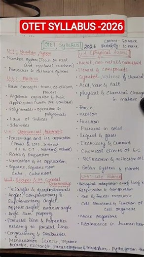 OTET 2026 Math & Science Complete Syllabus Breakdown 📚 #shorts #otet #paper2 #maths #science #exam