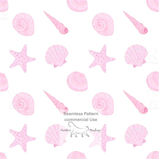 Sea Shells Seamless Pattern, Pink Summer Seashells Seamless File, Pastel Digital Paper, Nautical Ocean Seamless File, Beach Decor - Etsy