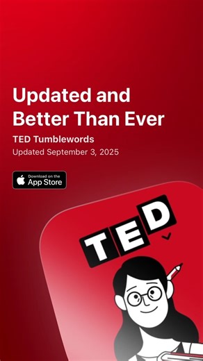 Start a new streak and tackle brand-new puzzles with TED Tumblewords. TED's twisty, letter-scrambling game is back, improved, and now available on ALL mobile devices. Play now: http://t.ted.com/nINICMe | TED