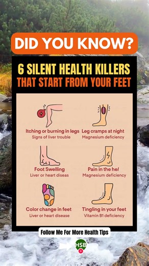 6 Sneaky Health Warnings That Start in Your Feet 👣⚠️ Your feet might be trying to tell you something serious! 😳 From swelling and tingling to odd color changes — these signs could point to heart, liver, or nutrient issues. Don’t ignore the subtle clues! Save this health checklist for early warning signs you can’t afford to miss. #HealthAwareness #WellnessTips #FootHealth | Health Spirit Body