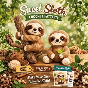 Sloth Crochet Pattern Amigurumi PDF | DIY Sloth Plush Toy Crochet | Animal Chrochet Pattern | Fun Crochet Sloth Project | 7 Inch in Size - Etsy Canada