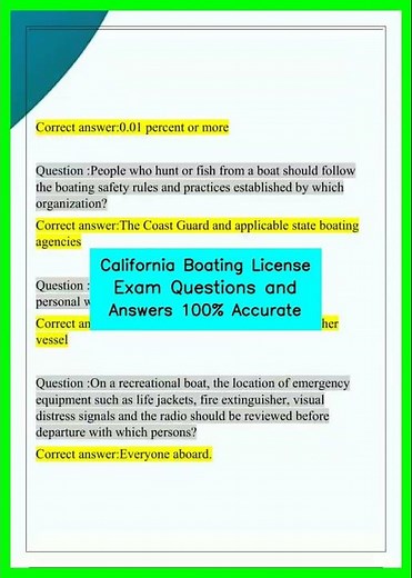 California Boating License Exam Questions and Answers 100% Accurate video