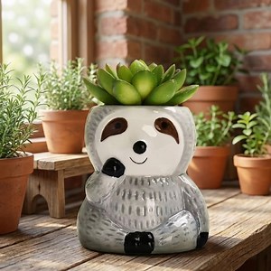 Cute Sloth Succulent Plant Pot Vase Cartoon Animal Ceramic Flower Pot - Etsy