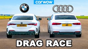 You asked, and we listened! Some of you have been complaining that we don’t do enough drag races with normal cars - so here you go! BMW 4 Series vs Audi A5. First up we’ve got Mat in the 4 Series. It’s the 420i edition, which is powered by a 2-litre turbo petrol to deliver 184hp and 300Nm. Alongside him we’ve got the Audi A5 40 TFSI. Under the bonnet you’ll find a 2-litre turbo petrol which can deliver 190hp and 320Nm. The question is, which of these everyday superstars has what it takes to snat