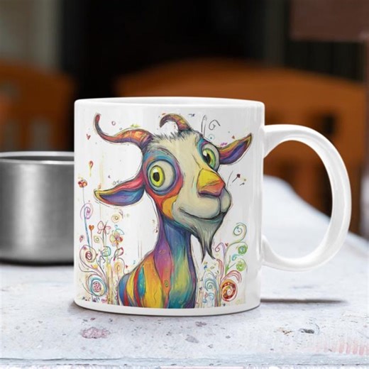 Goat Lover Mug – Rainbow Goat Coffee Cup, Funny Farm Animal Gift, Colorful Barnyard Art 11oz - Etsy UK