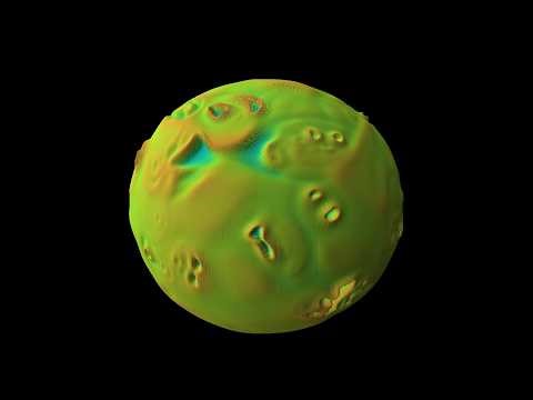 Space-time chaos in the Gray-Scott model on the sphere