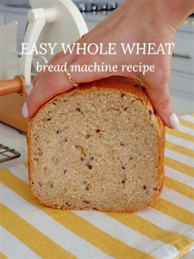 ⭐Visit yara.im/tiktoklinks⭐ to get the link to the full recipe video, so you learn how to make a delicious and soft whole wheat bread recipe using a Bread Maker. 📝 Ingredients: 240g Water 35g Vegetable Oil 8g Salt 32g Sugar 200g Bread Flour 200g Whole Wheat Flour Optional: 20g Flaxseeds 4g Instant Yeast 📝 Settings used: Program: #1 (Soft Bread) Weight: 1.5 lbs Crust: Medium #breadmachinerecipes #whitebreadrecipe #kbspro710w #breadrecipe #wholewheatbreadrecipe