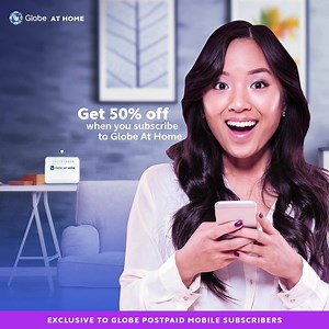 Exclusive offer to Globe Postpaid subscribers! Create your best moments at home with Globe At Home Plan 1899! Get your home connected and enjoy 50% off on the first 3 months with FREE installation. | Globe At Home