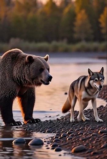🔥 BEAR vs WOLF: The Most Intense Riverbank Fight Ever Recorded! 😱🆚