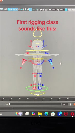 Ejercicio de rigging en Maya tras una clase intensa