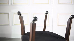 JESONVID Set of 4 Dining Chair with Casters, Accent Captains Leather Chairs with Wheels & Arms,Wheeled Roller Wood Chairs for Kitchen & Game Poker Table,Espresso&Ivory 318WT(NO Table!)