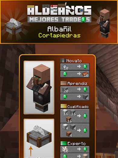 Mejores tradeos con el Aldeano Albañil en Minecraft