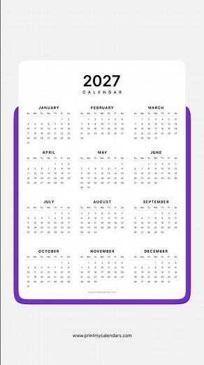 2027 Calendar Printable | Free PDF Download (US) | A4 & Letter Size
