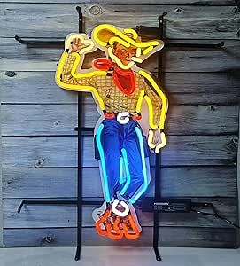 Neon Signs for Wall Decor Las Vegas Cowboy Sign Light Man Cave Bar Pub Beer Gift Lamp Alvcbv Neon Glass Tubing