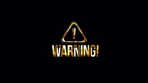 Download Loop animation of Warning with Alert Icon golden text for free