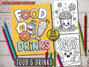 Kawaii Food Coloring Book: Fun Fast Food Art for Kids (PDF Download) - Etsy