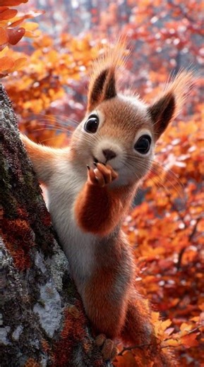 A SQUIRREL IS EATING NUTS ON A TREE 🌰🐿️