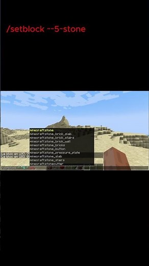 le commande pour deposer un block en l'air sur minecraft