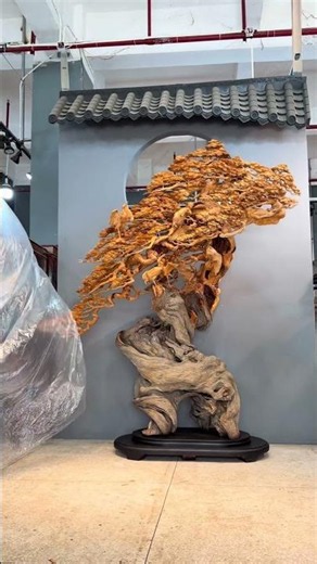 Incredible Wooden Bonsai Masterpiece! 🌳 Stunning Chinese Wood Carving Art