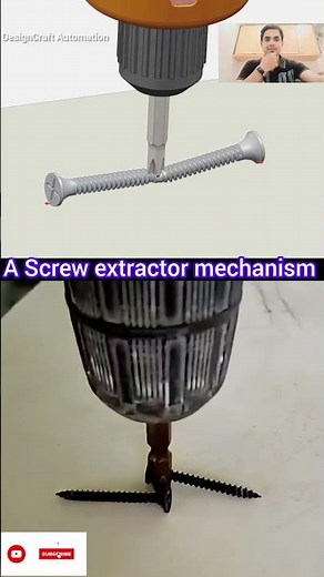 image displays a screw extractor being used to remove a broken or stripped screw. A screw extractor