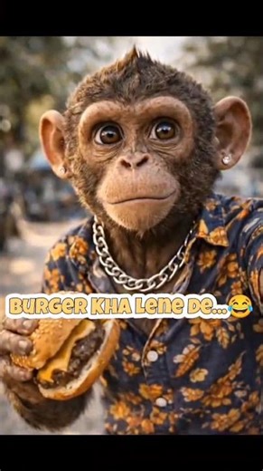 Monkey Eating Burger Catches You Watching 😳 Funny AI Monkey Short