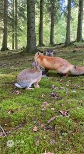 Rabbit, Fox & Otter Playtime in the Forest 🐇🦊🦦 | Cute Animal Friends #rabbit #fox #otter #Zootopia2